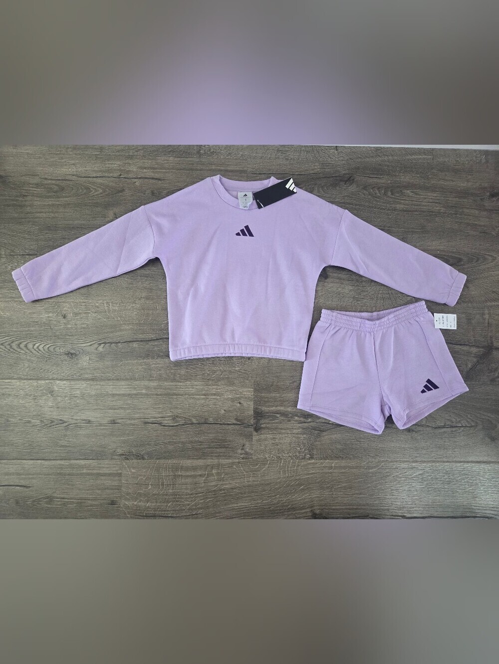 Adidas Lavender Sweatshirt & Shorts Set Size 6 NWT